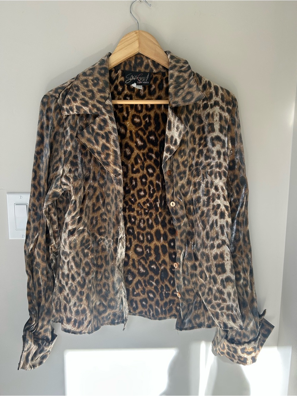 Sans Souci Leopard Print Button-Up Jacket - Brown/Black